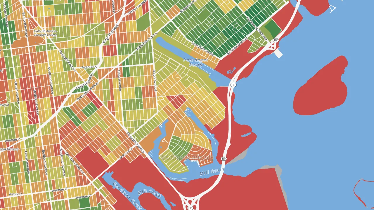 Bergen Beach, Brooklyn, NY Map of Arson Rates