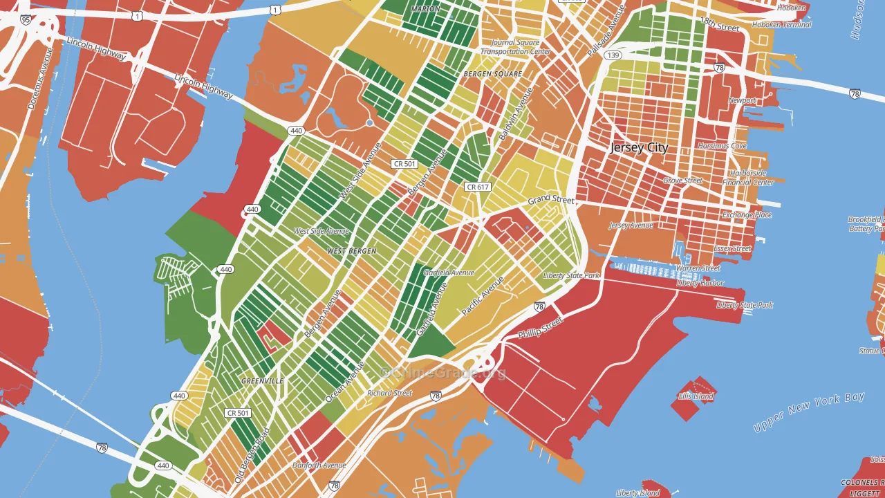 Bergen-Lafayette, Jersey City, NJ Map of Arson Rates
