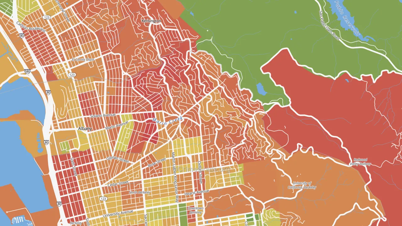 Berkeley Hills, Berkeley, CA Map of Arson Rates