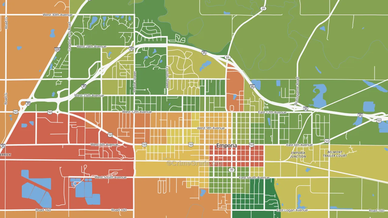 Berkeley Hills, Emporia, KS Map of Arson Rates