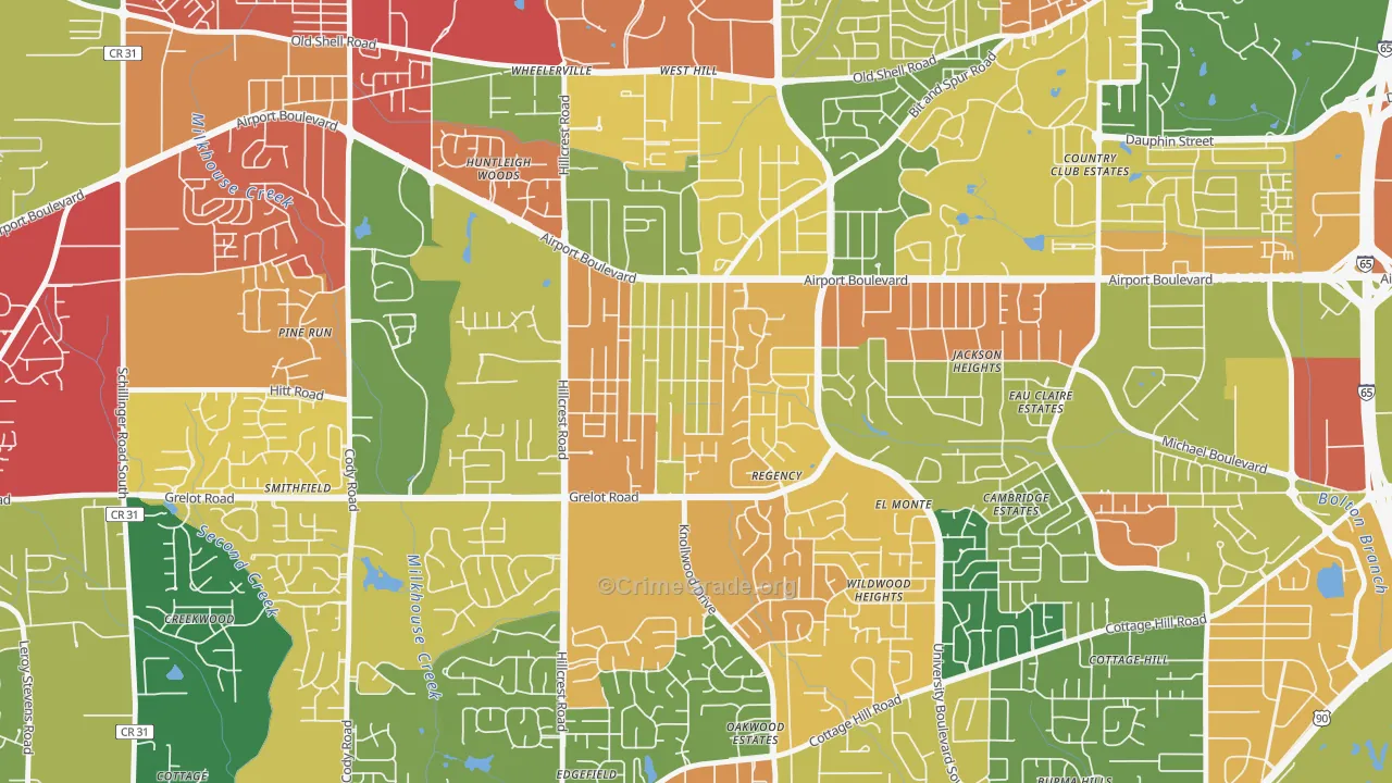 Berkleigh, Mobile, AL Map of Arson Rates
