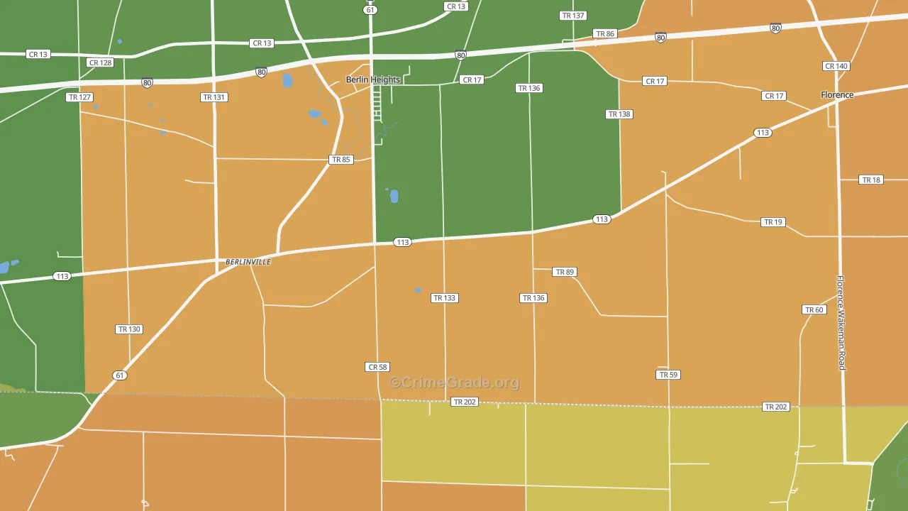 Berlinville, OH Map of Arson Rates