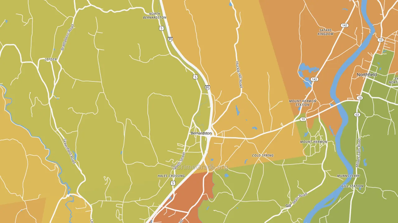 Bernardston, MA Map of Arson Rates