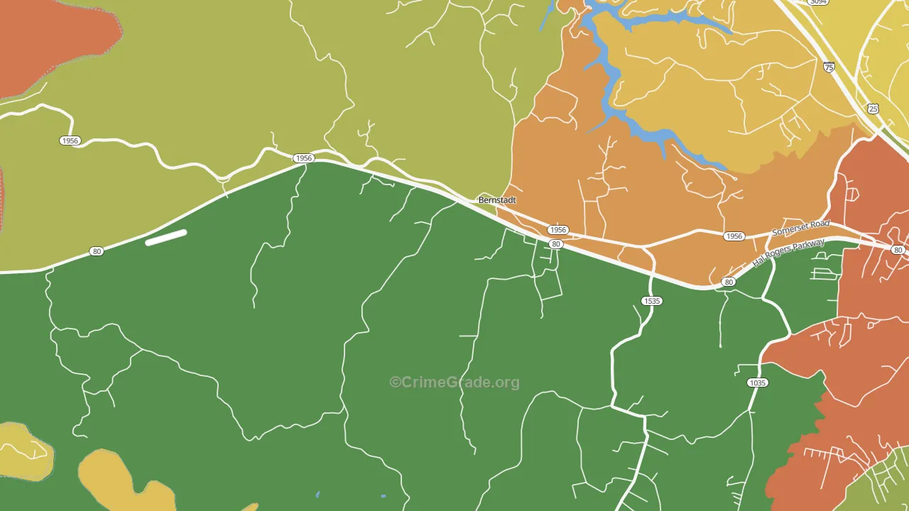 Bernstadt, KY Map of Arson Rates