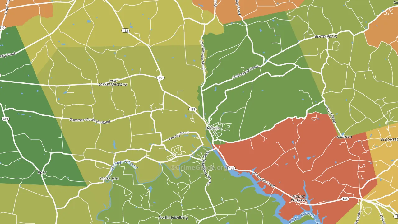 Bernville, PA Map of Arson Rates