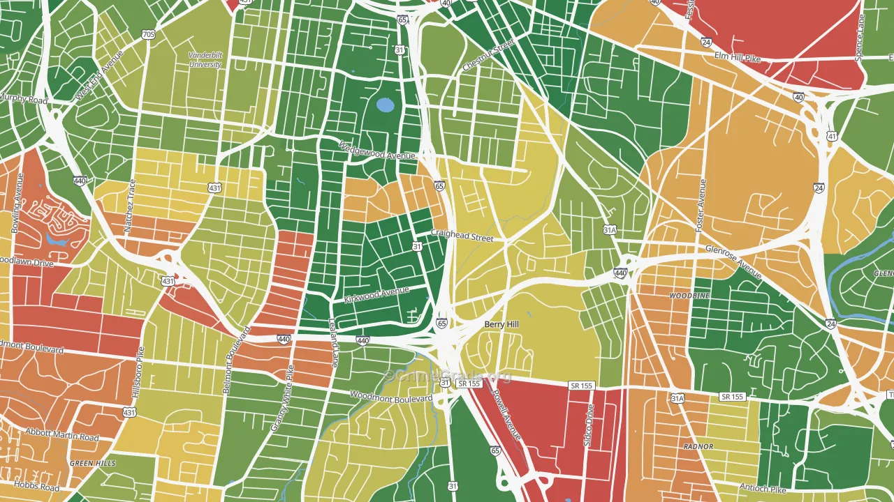 Berry Hill, TN Map of Arson Rates