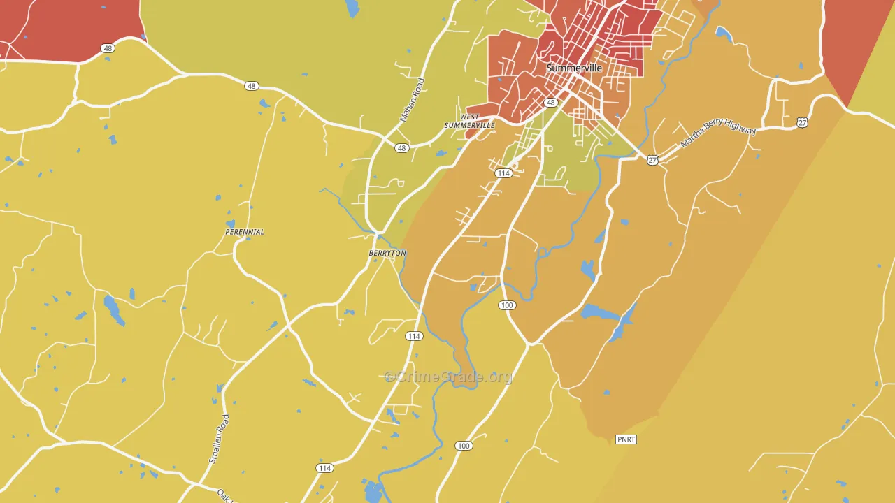 Berryton, GA Map of Arson Rates