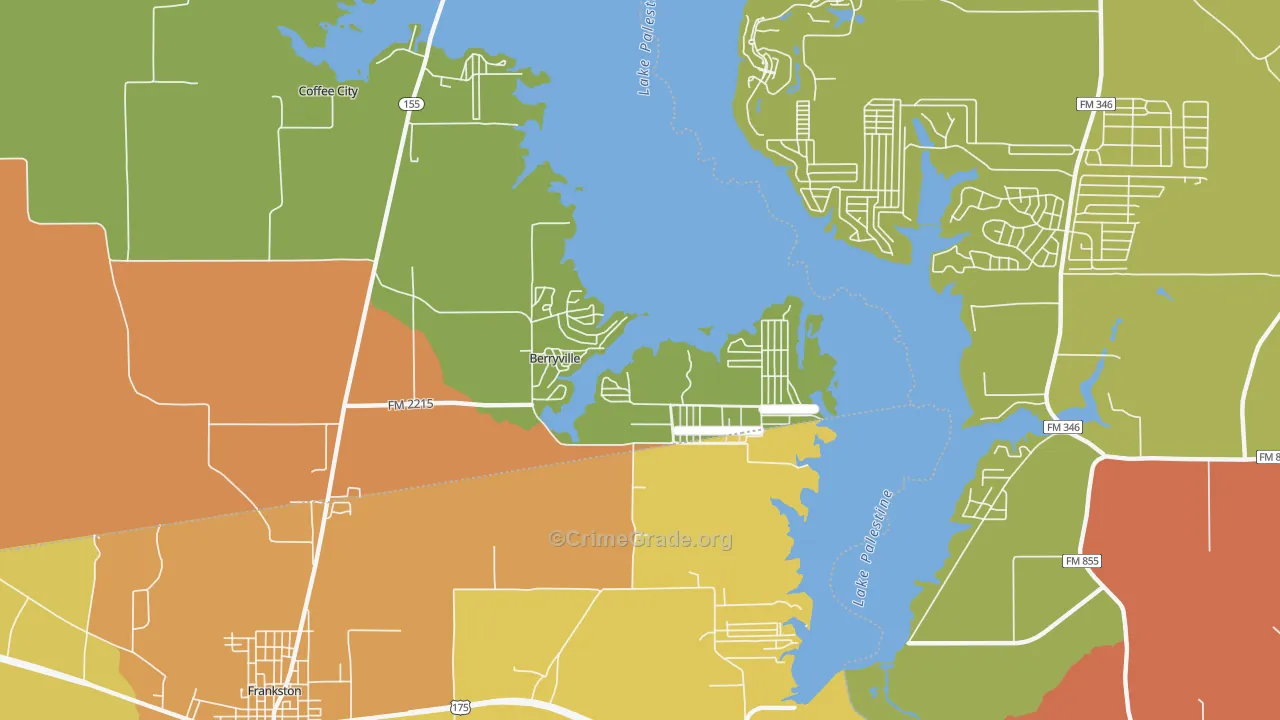 Berryville, TX Map of Arson Rates