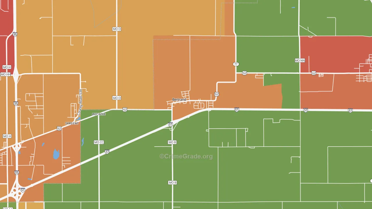 Bertrand, MO Map of Arson Rates