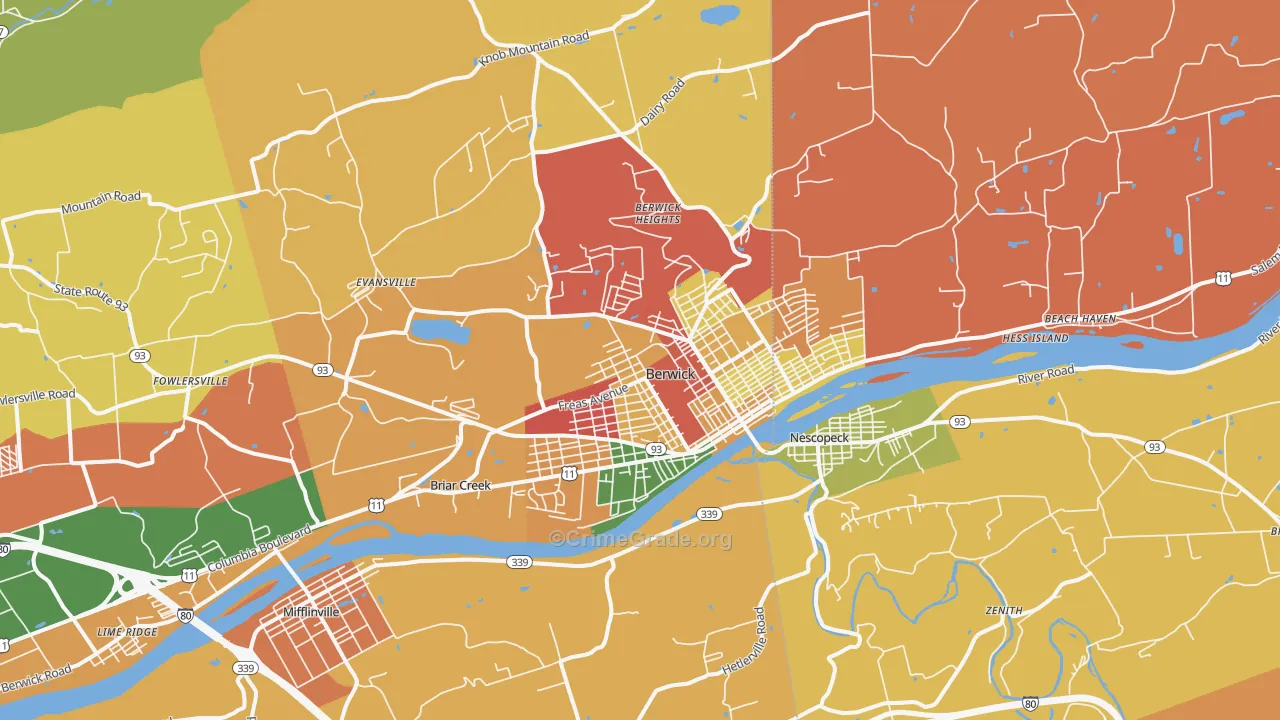 Berwick, PA Map of Arson Rates