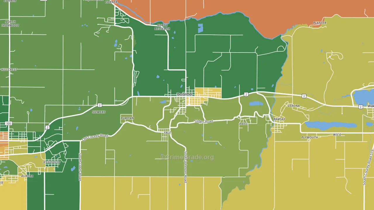 Bessemer, MI Map of Arson Rates