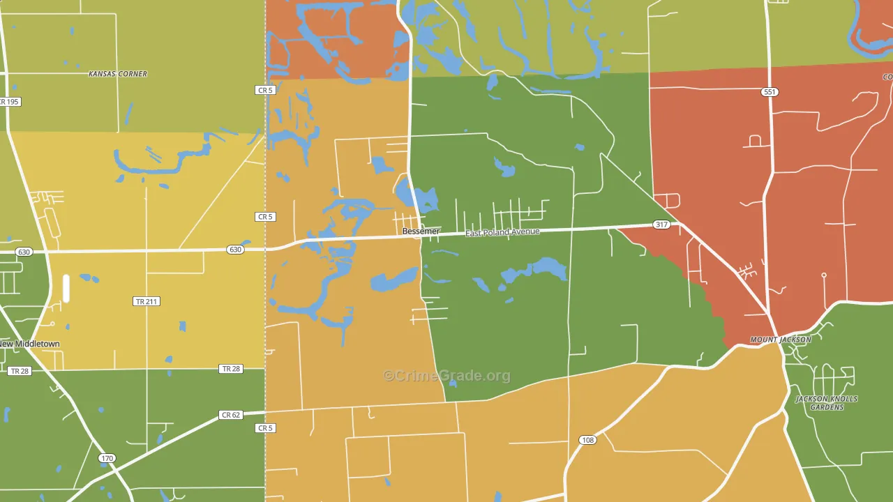 Bessemer, PA Map of Arson Rates