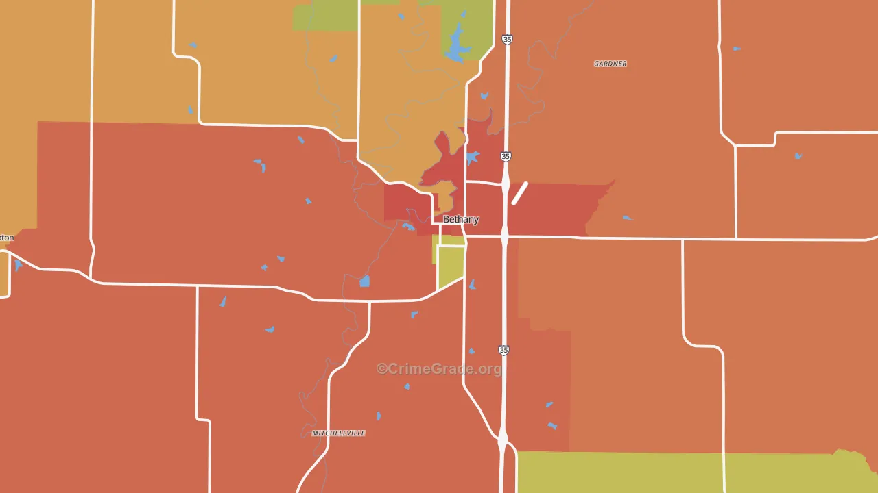 Bethany, MO Map of Arson Rates