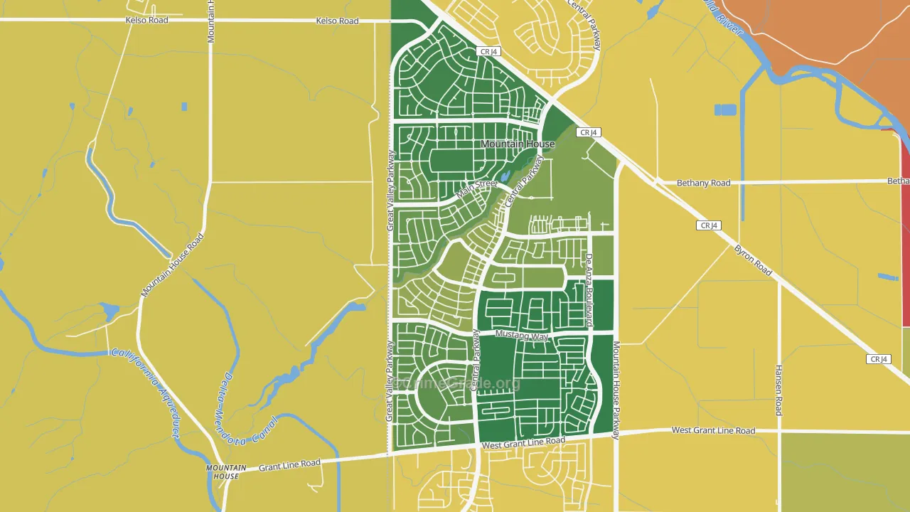 Bethany, Mountain House, CA Map of Arson Rates