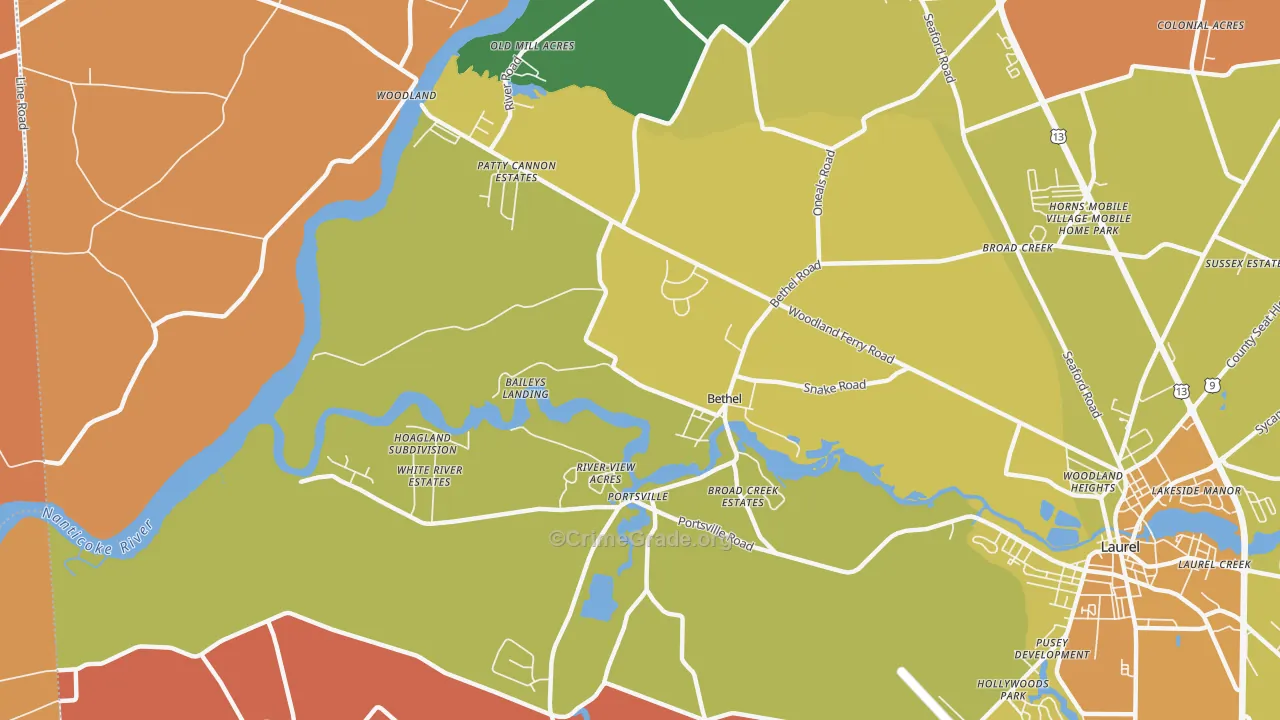 Bethel, DE Map of Arson Rates