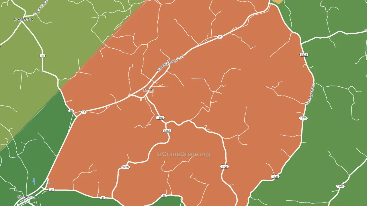Bethel, KY Map of Arson Rates