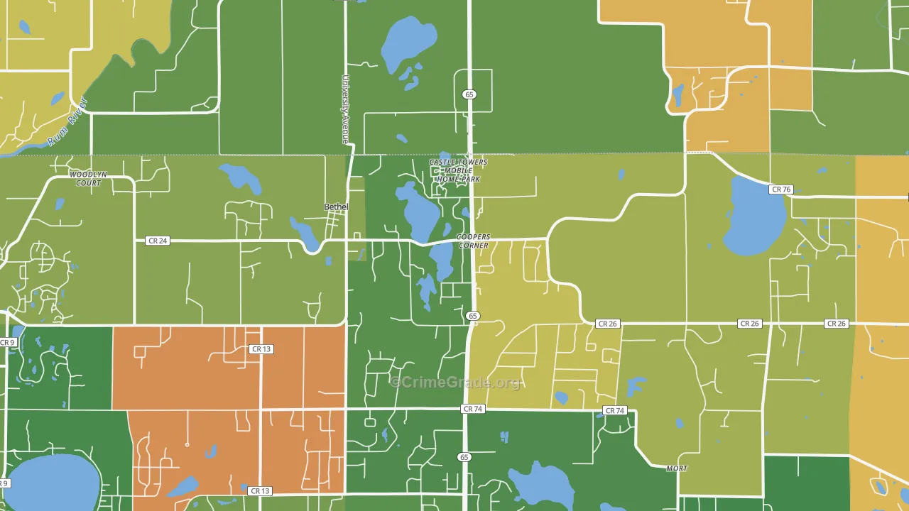 Bethel, MN Map of Arson Rates