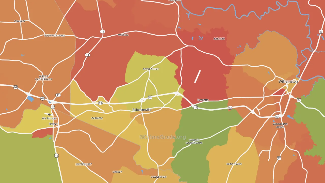 Bethel, NC Map of Arson Rates