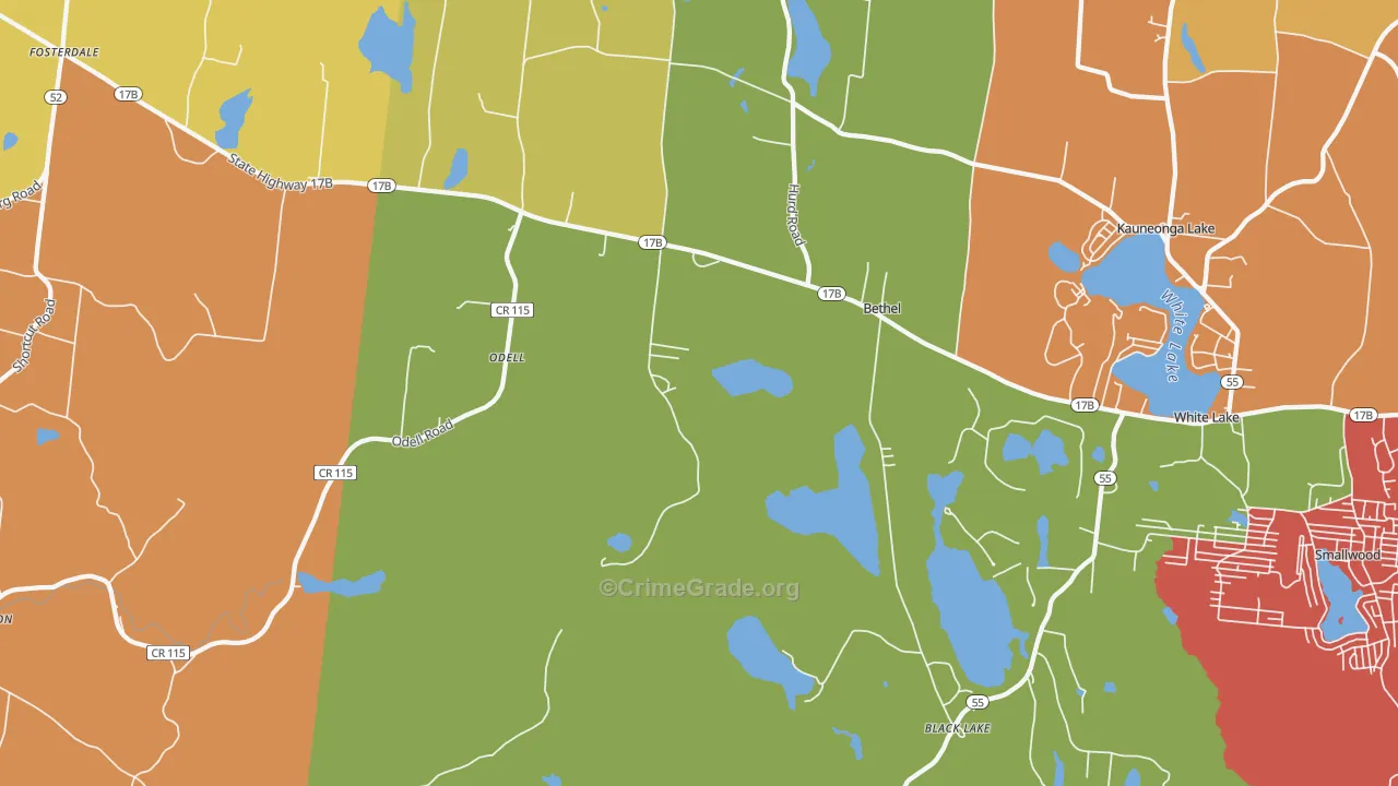 Bethel, NY Map of Arson Rates