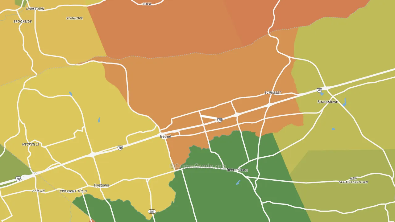 Bethel, PA Map of Arson Rates