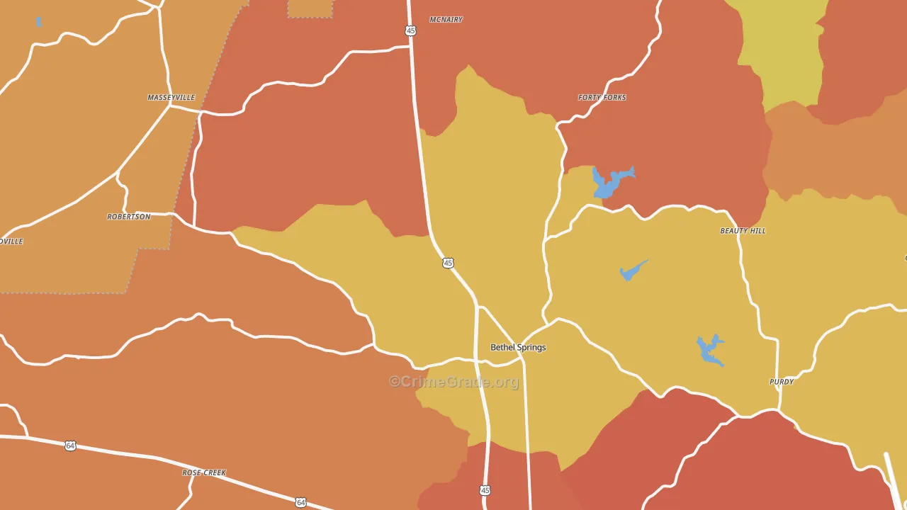 Bethel Springs, TN Map of Arson Rates