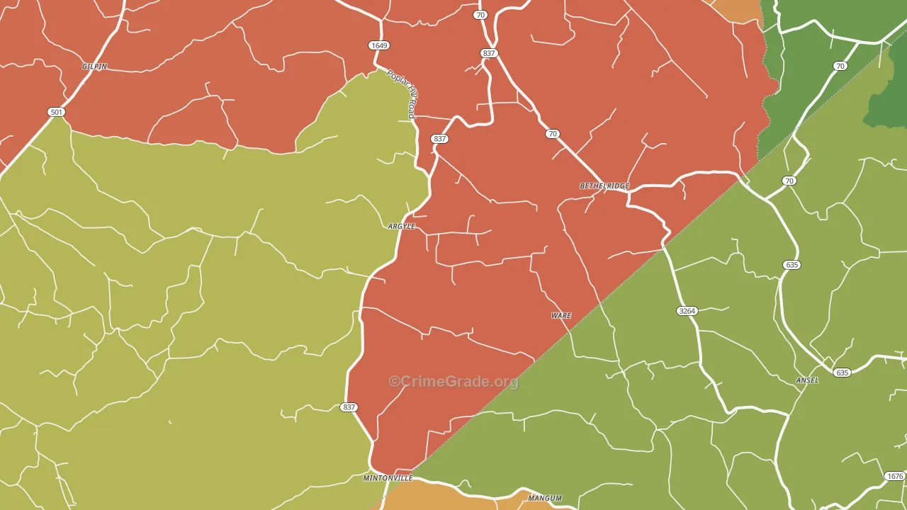 Bethelridge, KY Map of Arson Rates