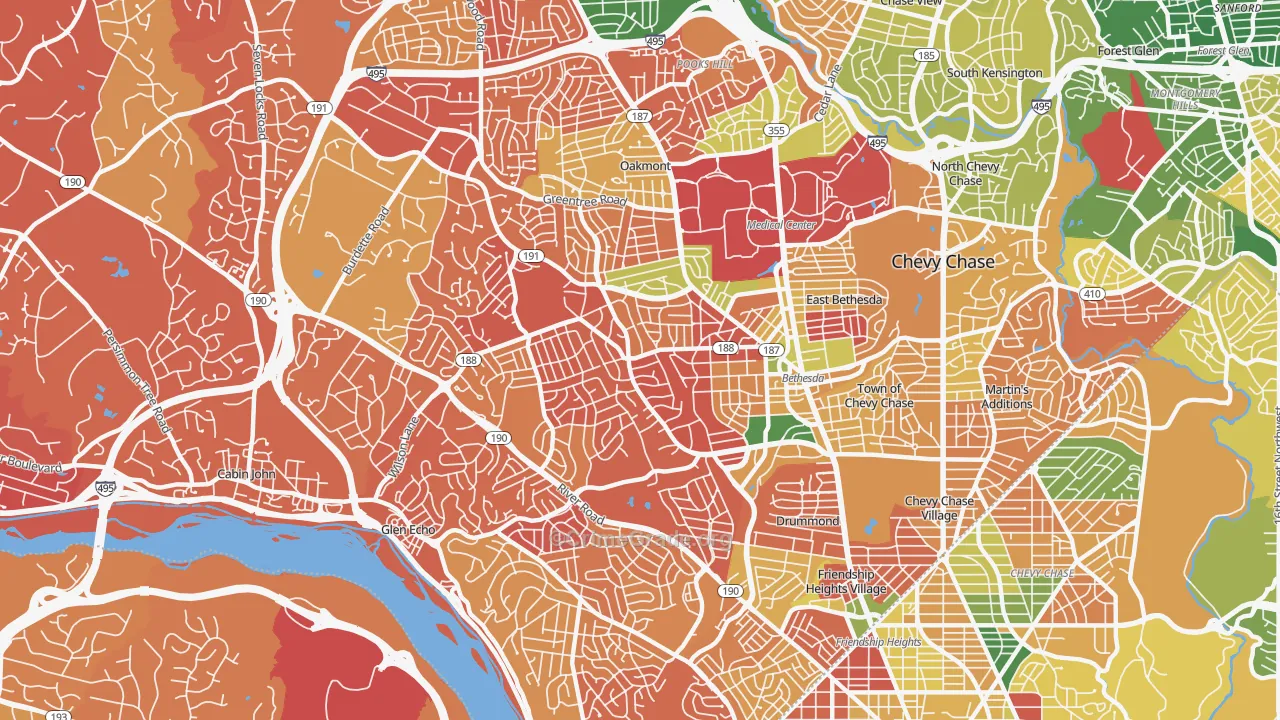 Bethesda, MD Map of Arson Rates
