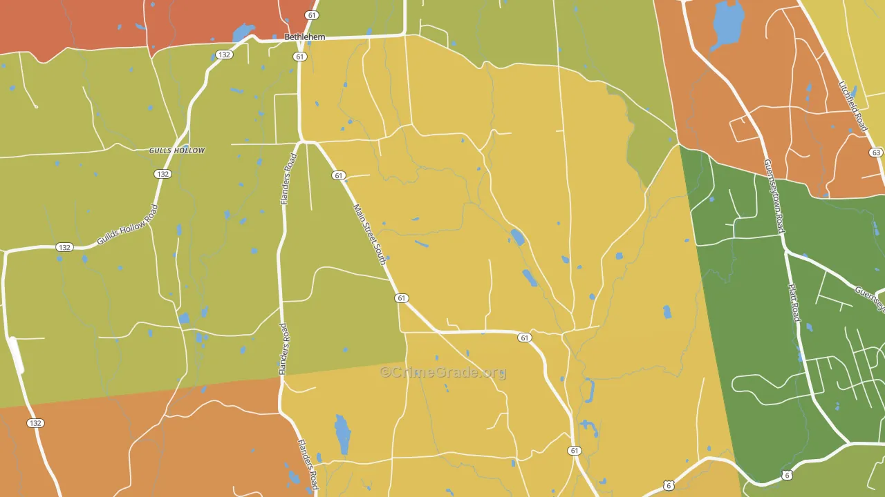 Bethlehem Village, CT Map of Arson Rates