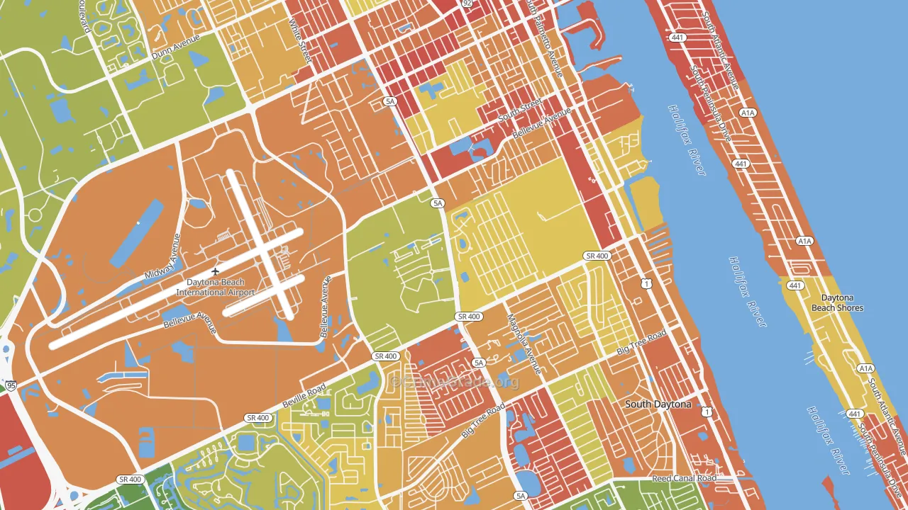 Bethune Grant, Daytona Beach, FL Map of Arson Rates