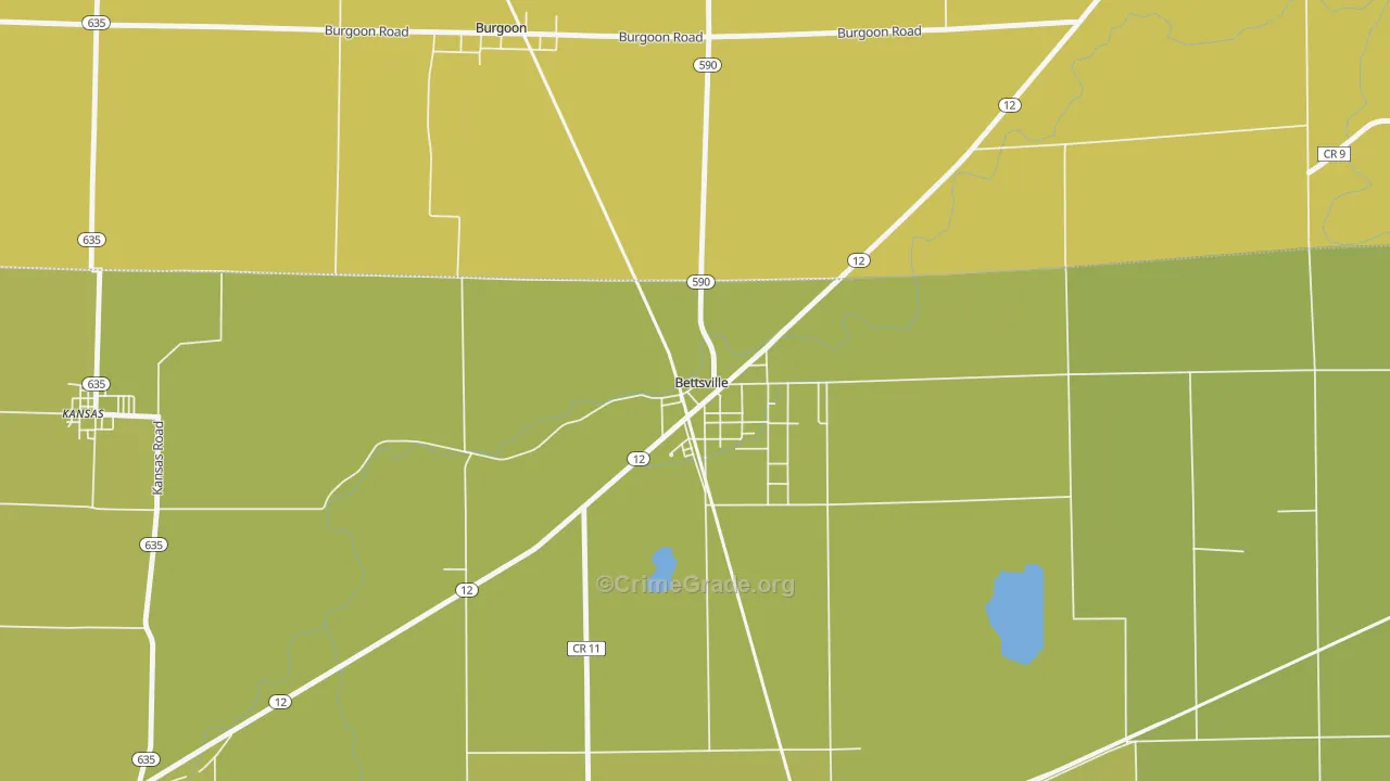 Bettsville, OH Map of Arson Rates
