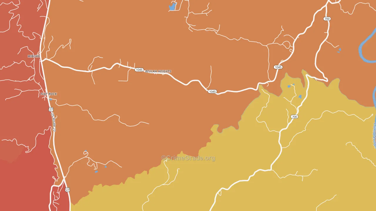 Beulah Heights, KY Map of Arson Rates