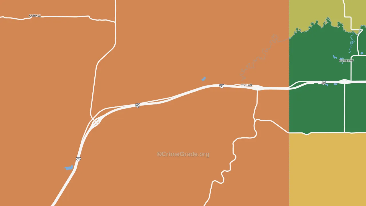 Beulah, WY Map of Arson Rates