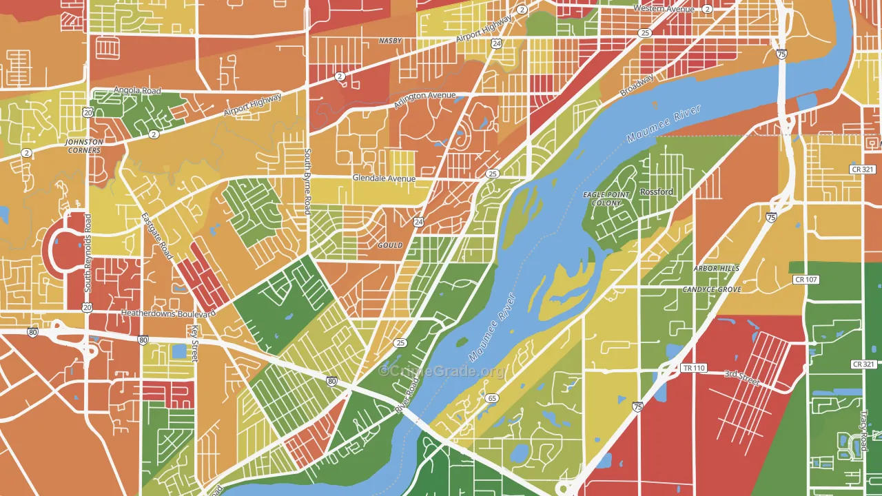 Beverly, Toledo, OH Map of Arson Rates