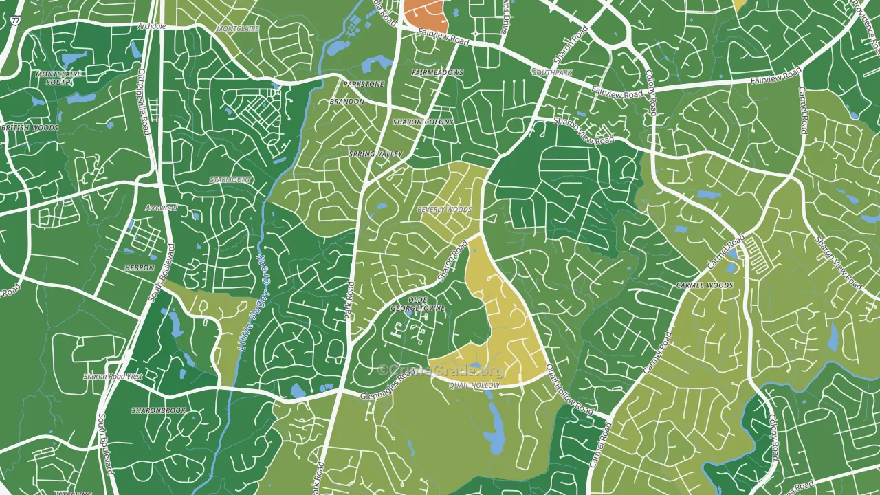 Beverly Woods, Charlotte, NC Map of Arson Rates