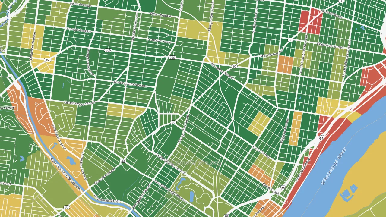 Bevo Mill, St. Louis, MO Map of Arson Rates