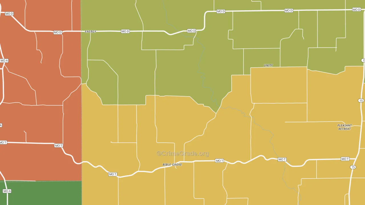 Bible Grove, MO Map of Arson Rates