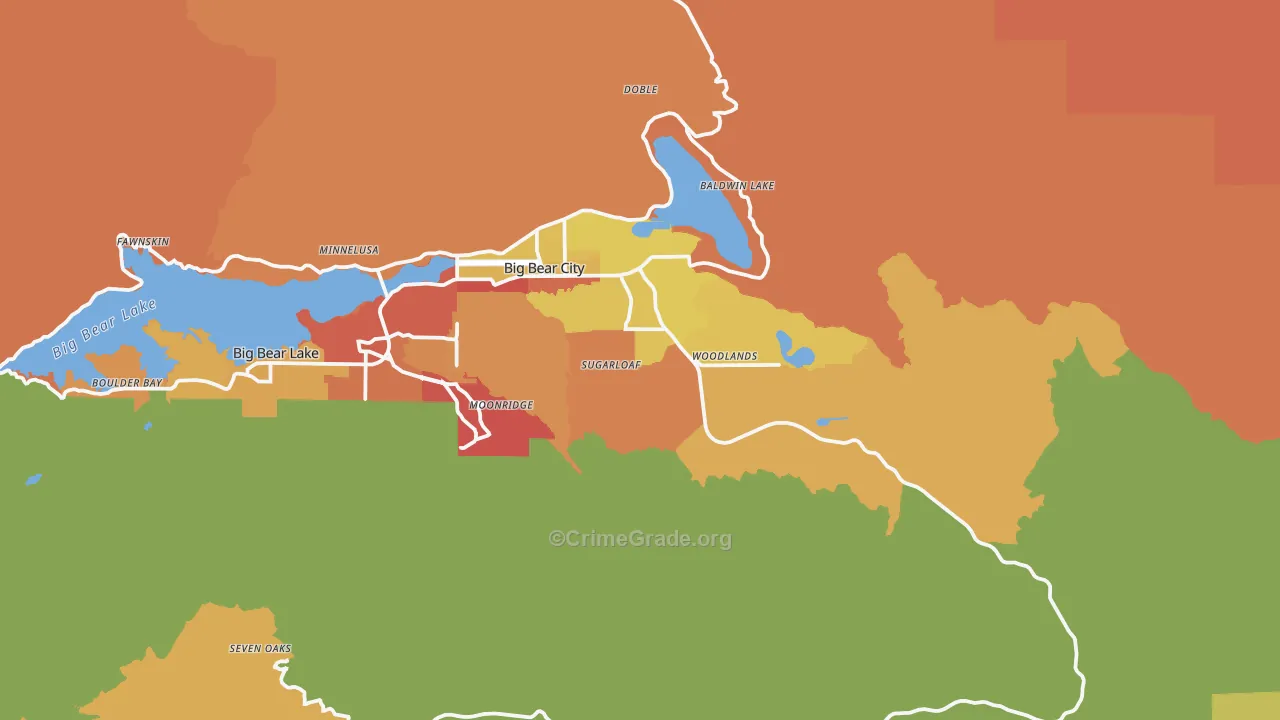 Big Bear, CA Map of Arson Rates
