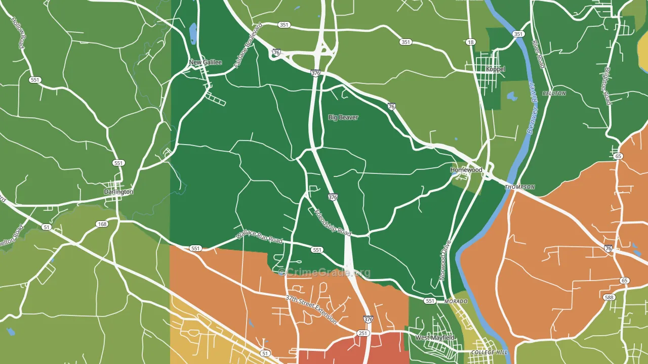 Big Beaver, PA Map of Arson Rates