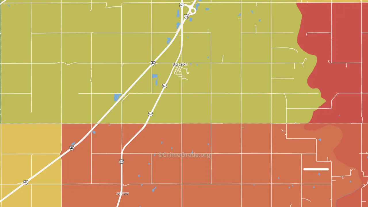 Big Cabin, OK Map of Arson Rates