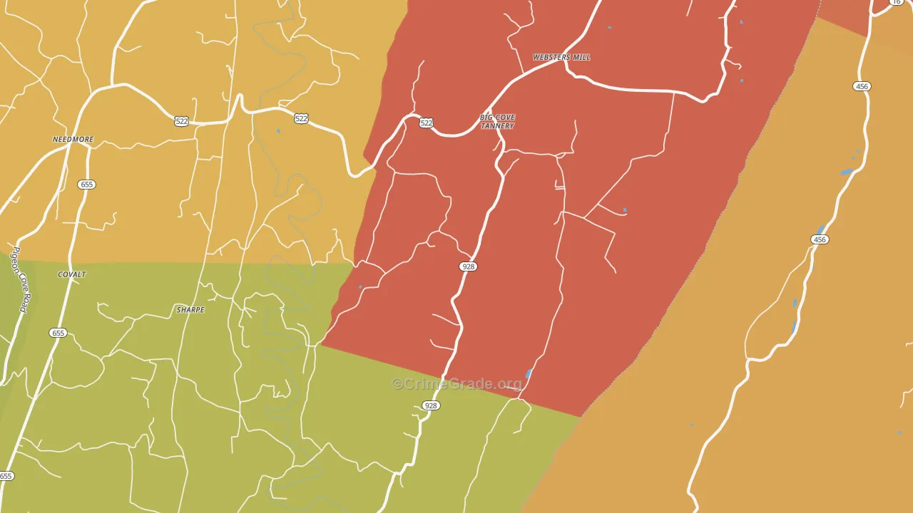 Big Cove Tannery, PA Map of Arson Rates