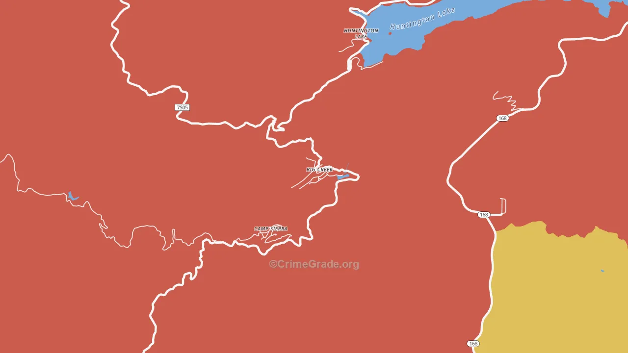 Big Creek, CA Map of Arson Rates