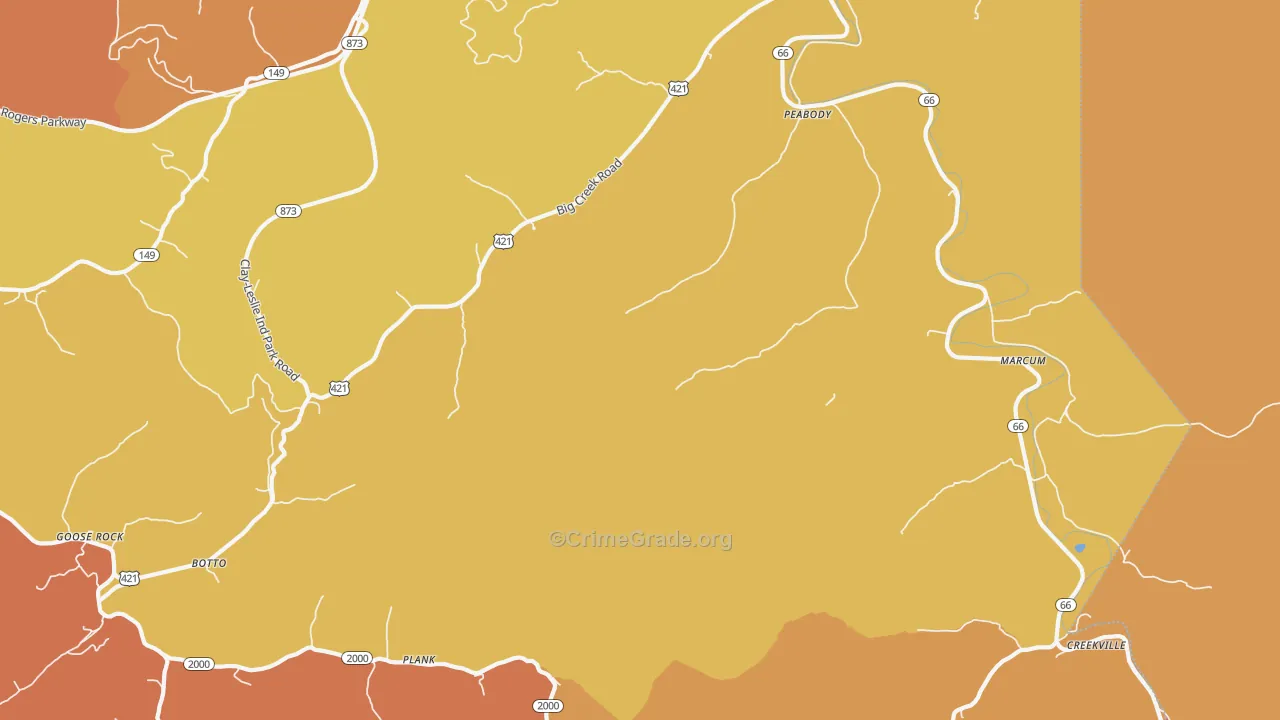 Big Creek, KY Map of Arson Rates
