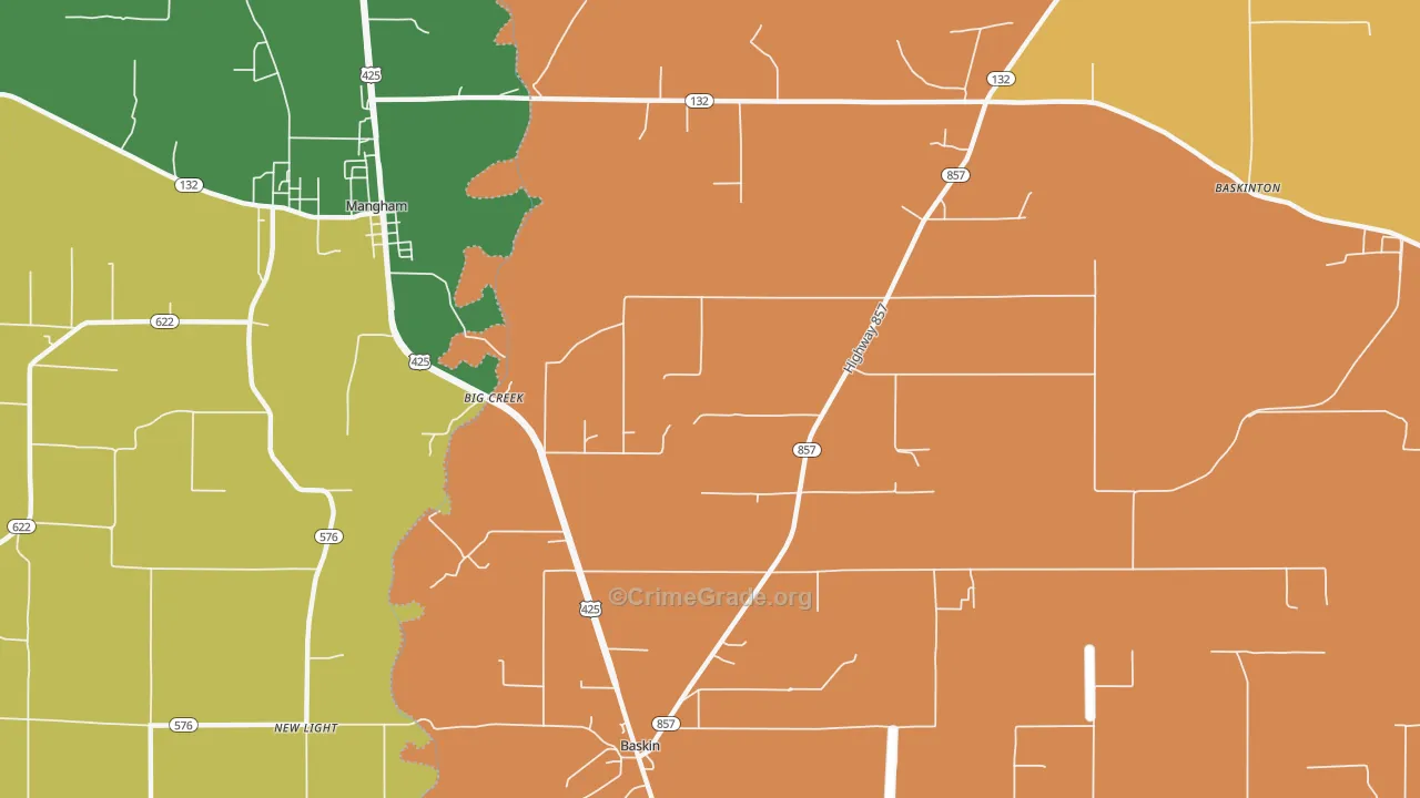 Big Creek, LA Map of Arson Rates
