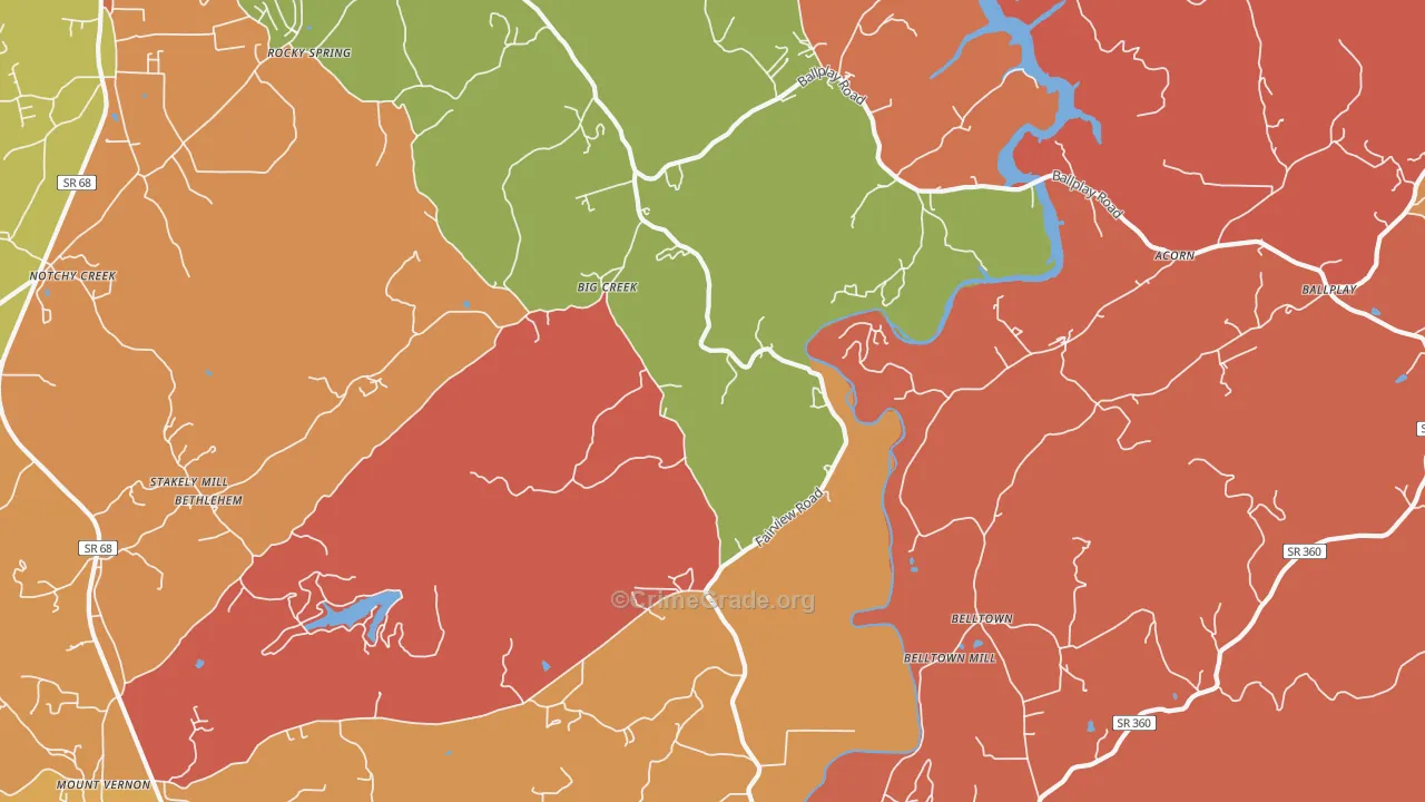 Big Creek, TN Map of Arson Rates