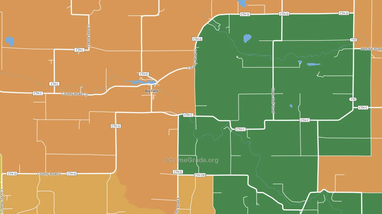 Big Falls, WI Map of Arson Rates