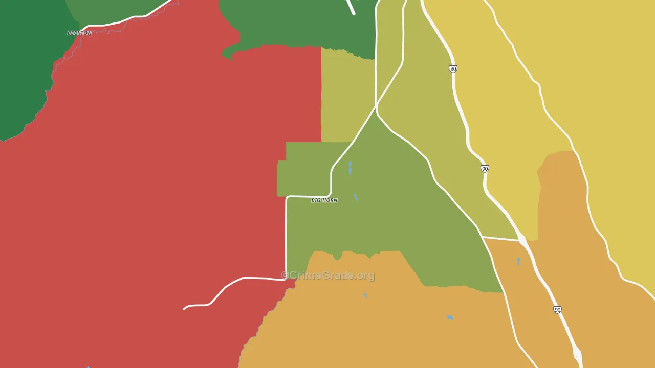 Big Horn, WY Map of Arson Rates