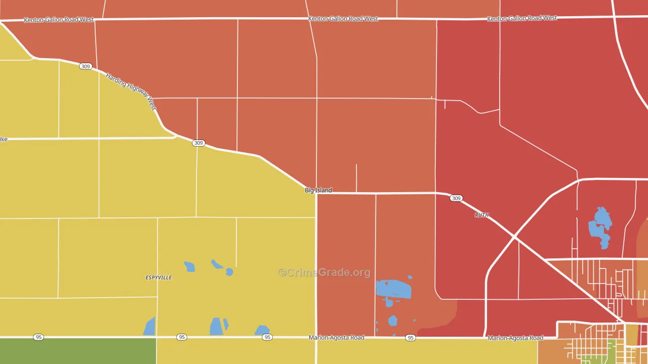 Big Island, OH Map of Arson Rates