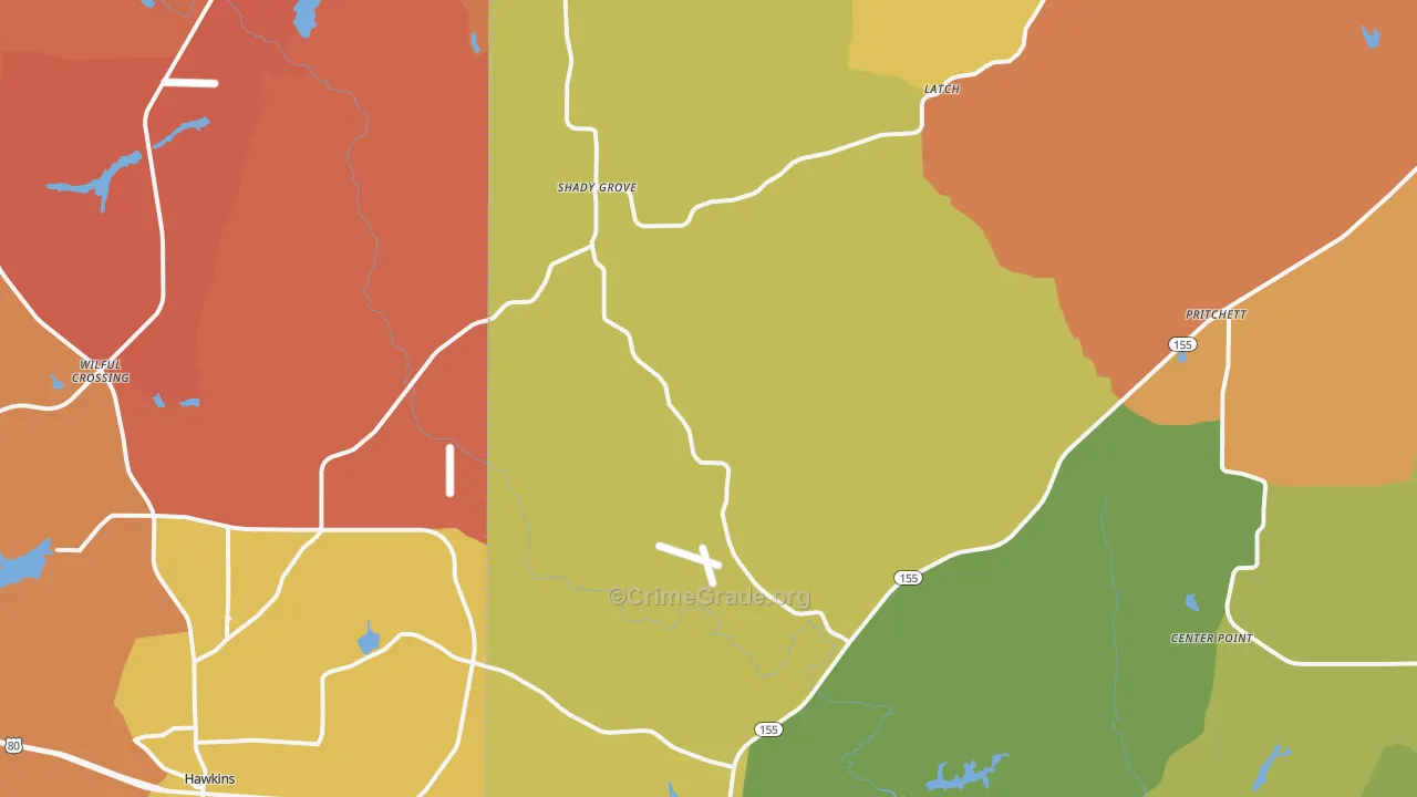 Big Sandy, TX Map of Arson Rates