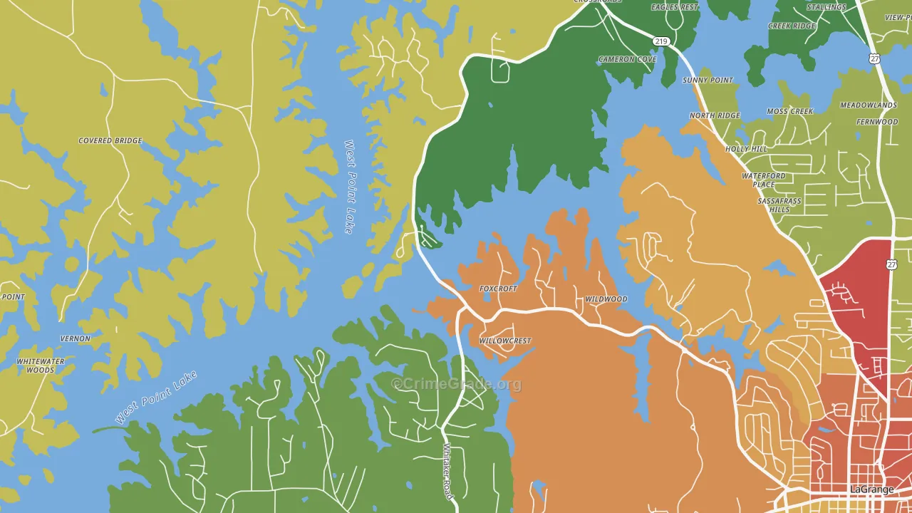 Big Springs, GA Map of Arson Rates