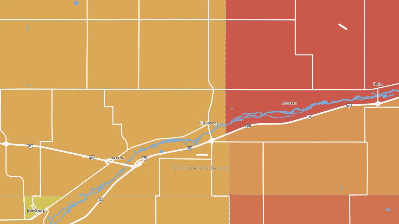 Big Springs, NE Map of Arson Rates